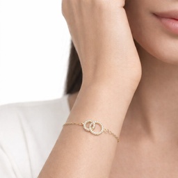 PULSERA PLATA CHAPADA EN ORO 2 ALIANZAS CIRCONITAS