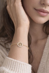 PULSERA PLATA CHAPADA EN ORO ARBOL DE LA VIDA CIRCONITAS