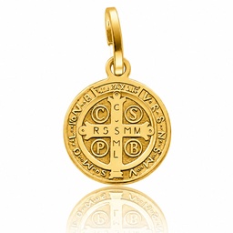 MEDALLA PLATA CHAPADA EN ORO SAN BENITO - 12MM