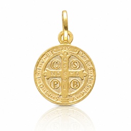 MEDALLA PLATA CHAPADA EN ORO SAN BENITO - 15MM