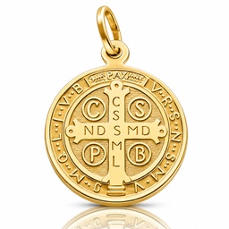 MEDALLA PLATA CHAPADA EN ORO SAN BENITO - 17MM