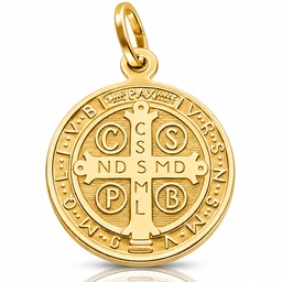 MEDALLA PLATA CHAPADA EN ORO SAN BENITO - 20MM