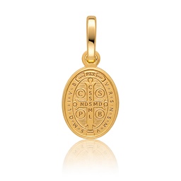 MEDALLA PLATA CHAPADA EN ORO SAN BENITO OVAL - 8x12MM
