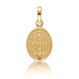 MEDALLA PLATA CHAPADA EN ORO SAN BENITO OVAL - 10x16MM