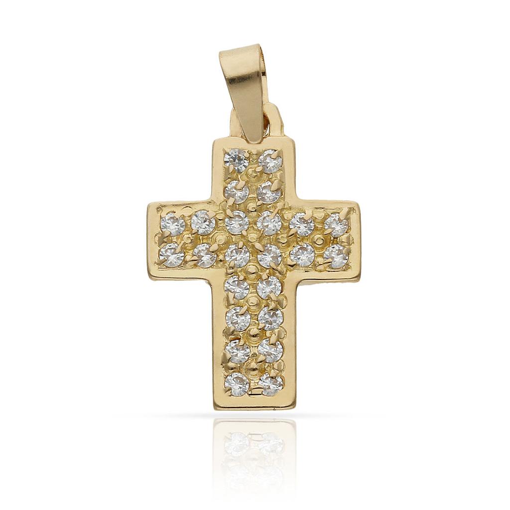 CRUZ ORO 18KL CIRCONITAS - 14X20MM