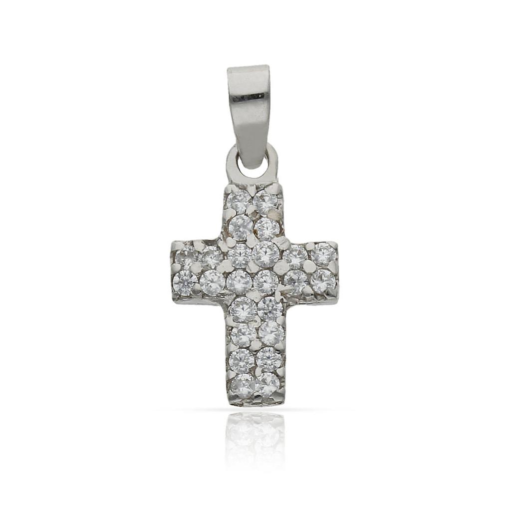 CRUZ ORO BLANCO 18KL CIRCONITAS - 11x16MM