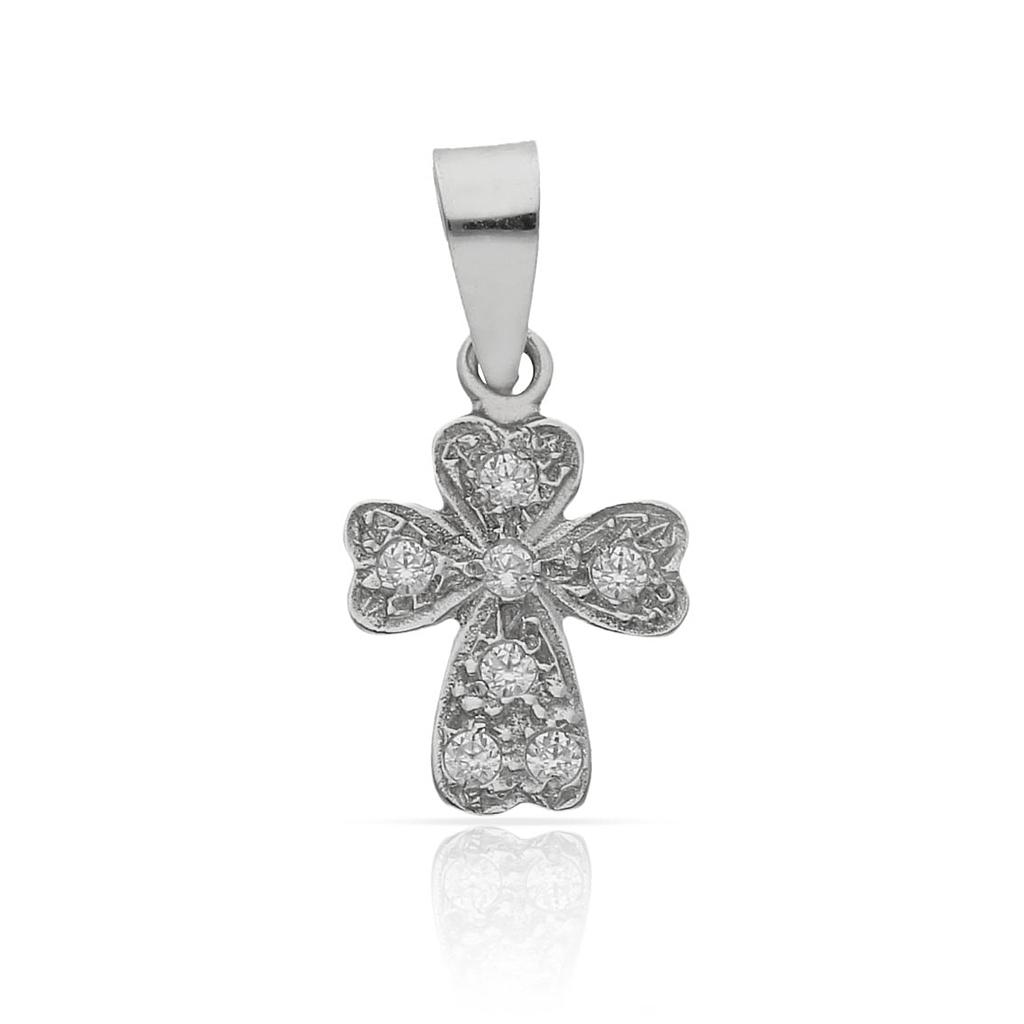 CRUZ ORO BLANCO 18KL CIRCONITAS - 10x15MM