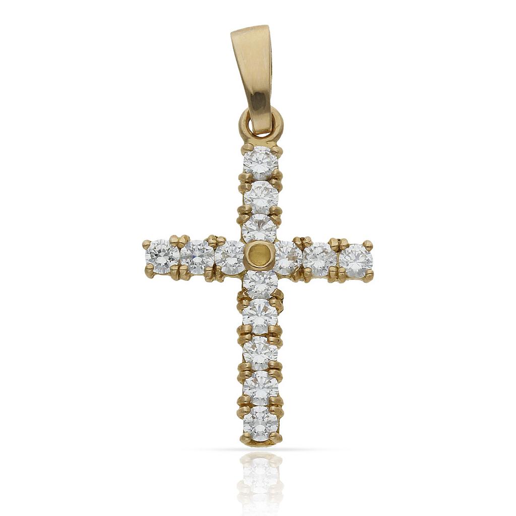 CRUZ ORO 18KL CIRCONITAS - 17X27MM