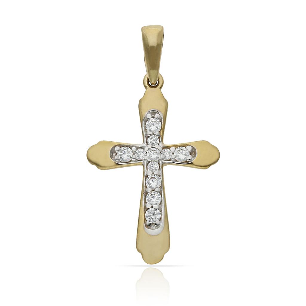 CRUZ ORO 18KL BICOLOR CIRCONITAS - 14x21MM