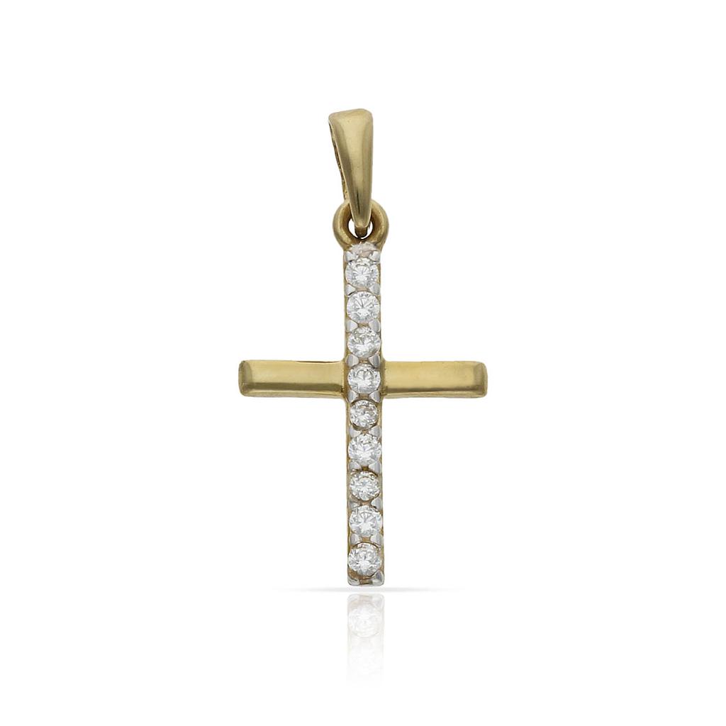 CRUZ ORO 18KL BICOLOR CIRCONITAS - 11x18MM