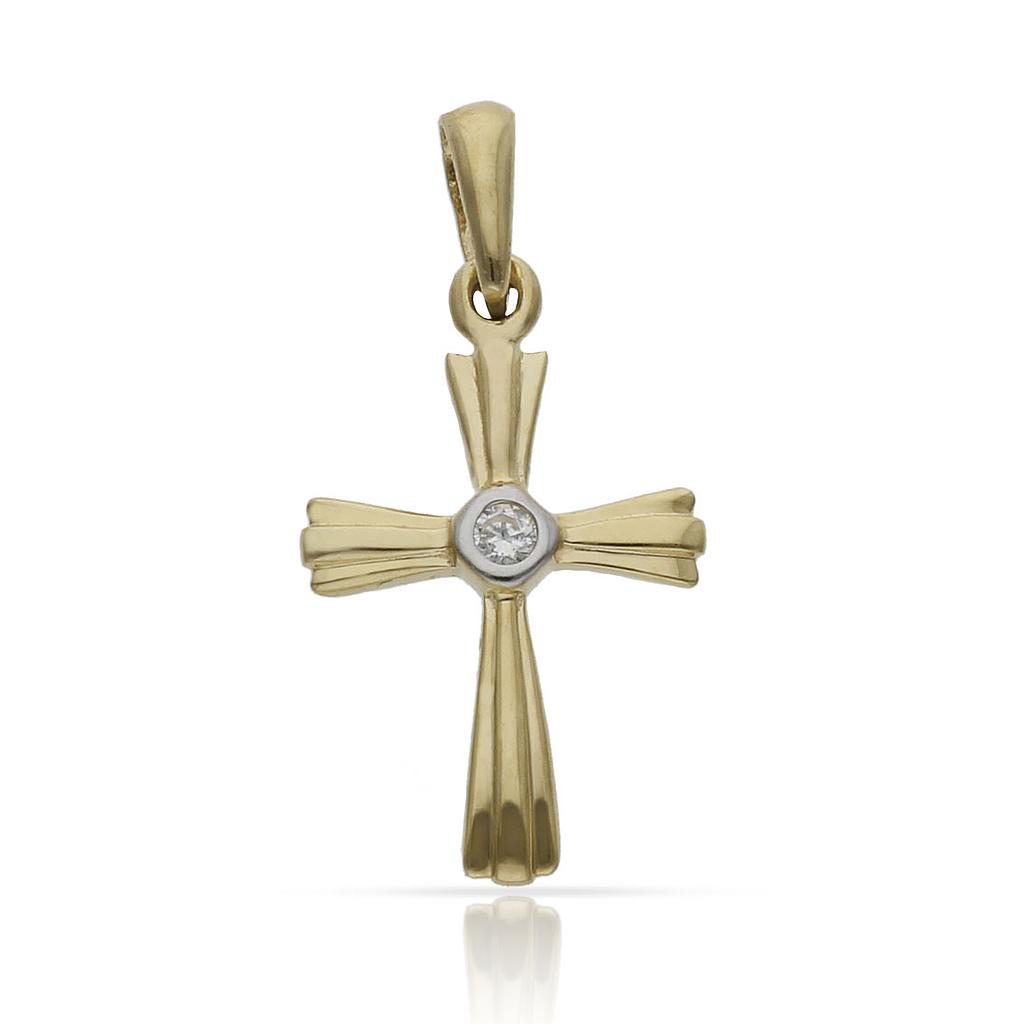 CRUZ ORO 18KL CIRCONITA - 11x17MM