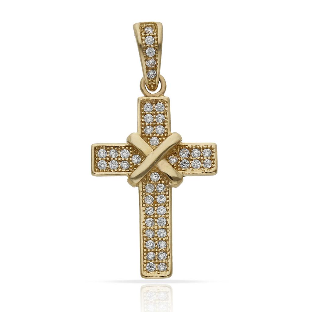 CRUZ ORO 18KL CIRCONITAS - 13x21MM
