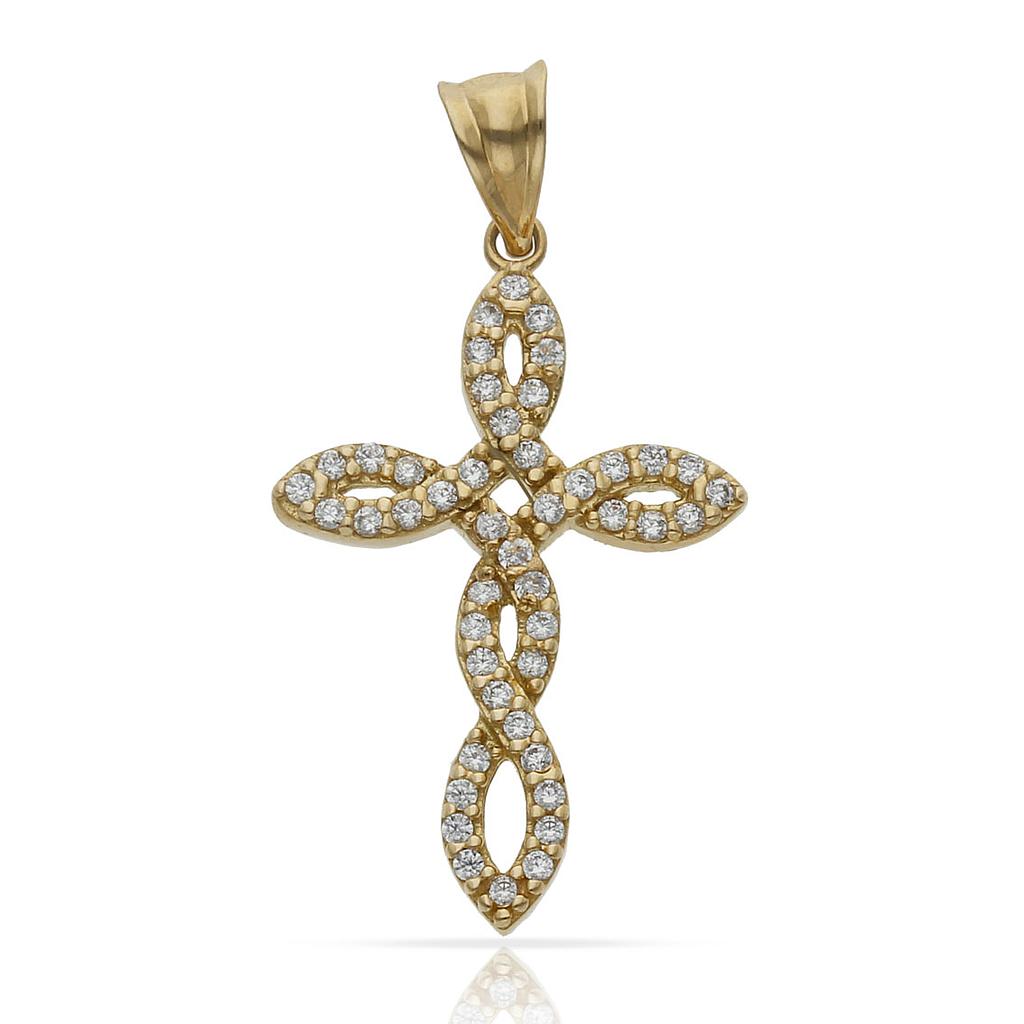 CRUZ ORO 18KL CIRCONITAS - 14x23MM