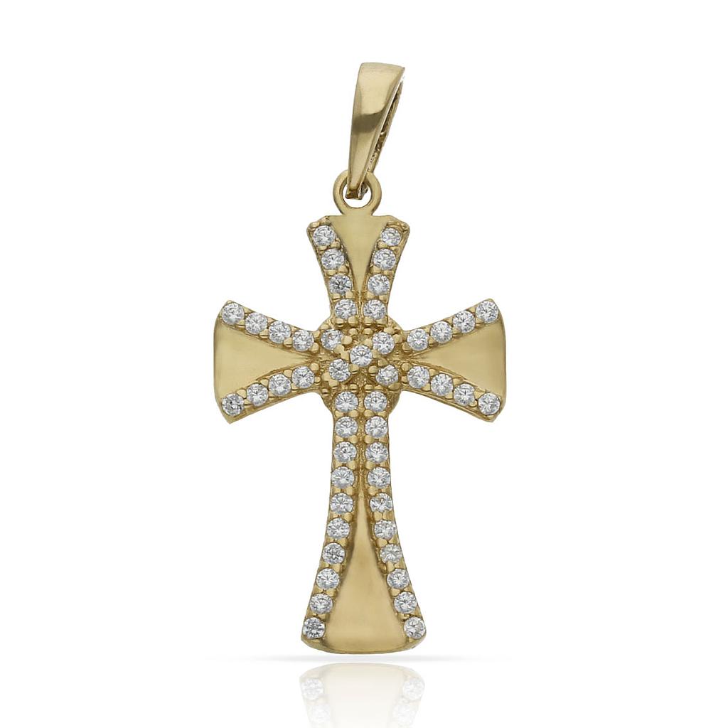 CRUZ ORO 18KL CIRCONITAS - 13x22MM