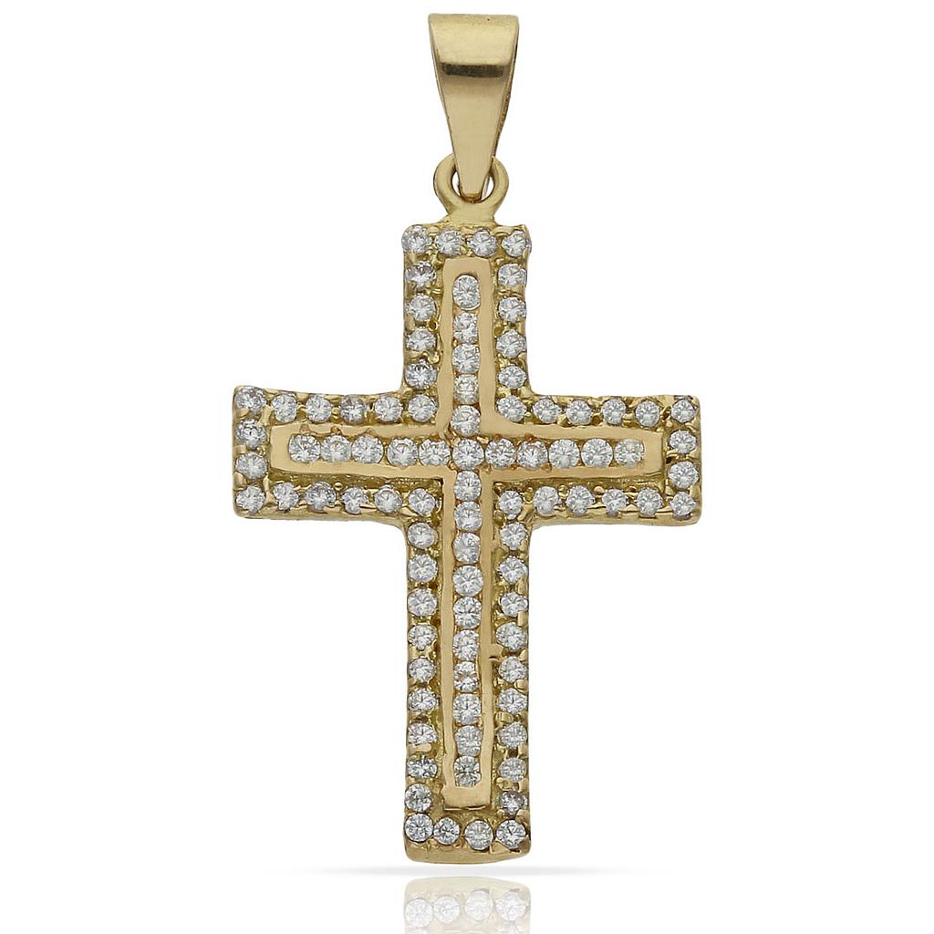 CRUZ ORO 18KL CIRCONITAS - 17x26MM