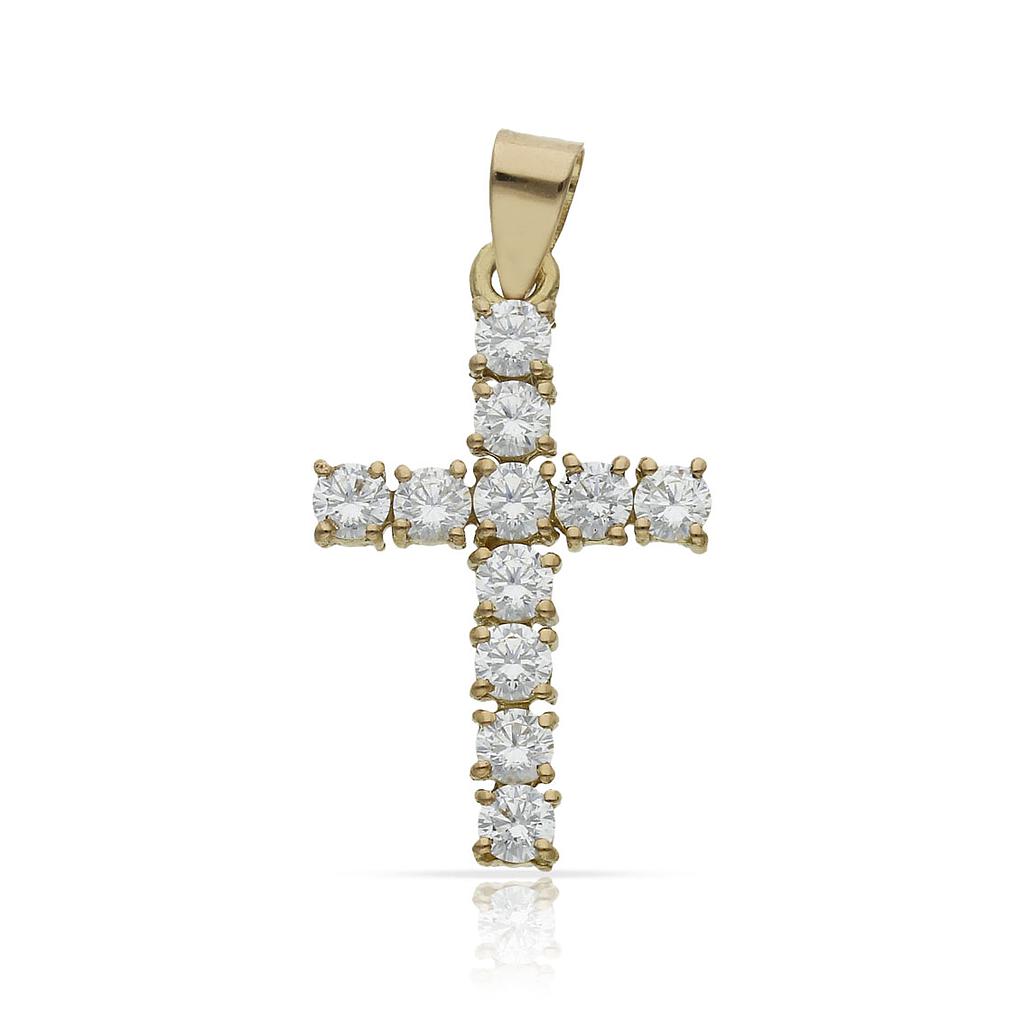 CRUZ ORO 18KL CIRCONITAS - 15x25MM
