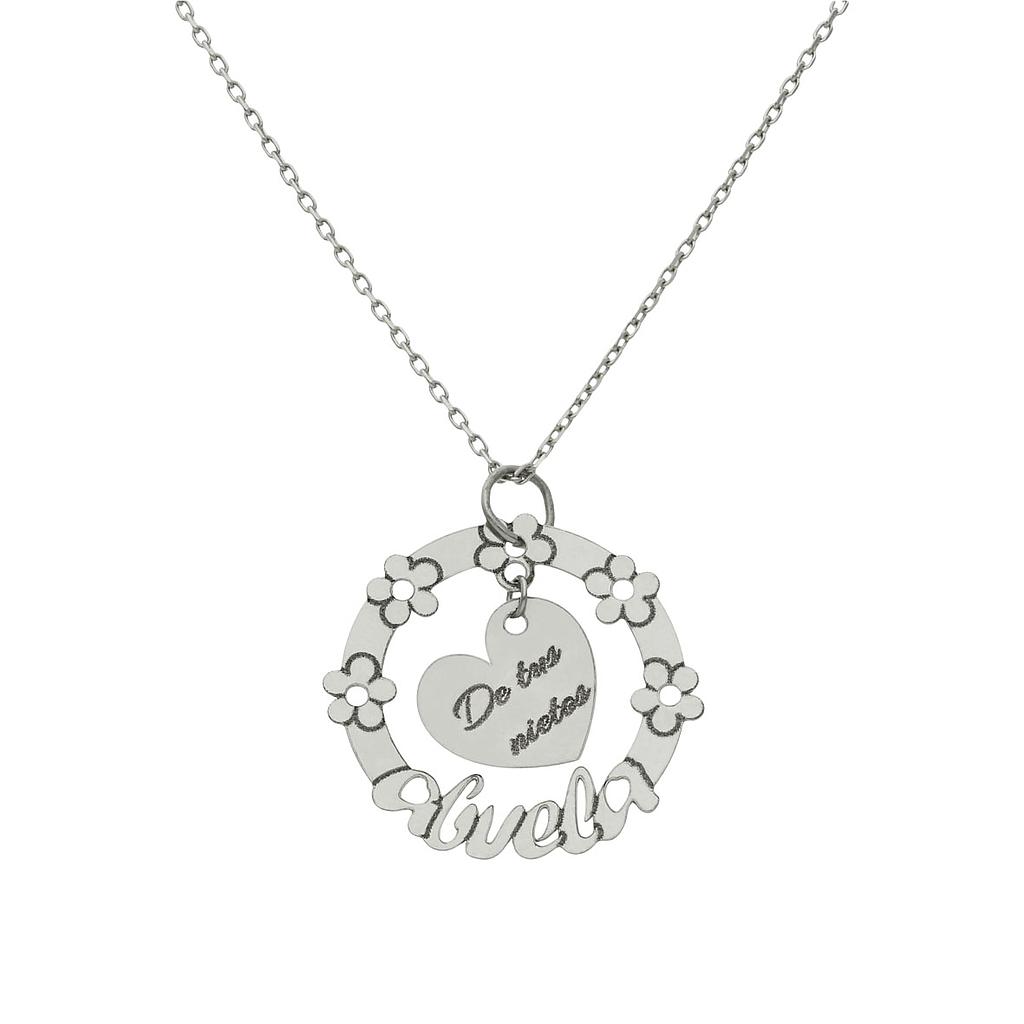 GARGANTILLA ORO BLANCO 18KL ABUELA + FLORES