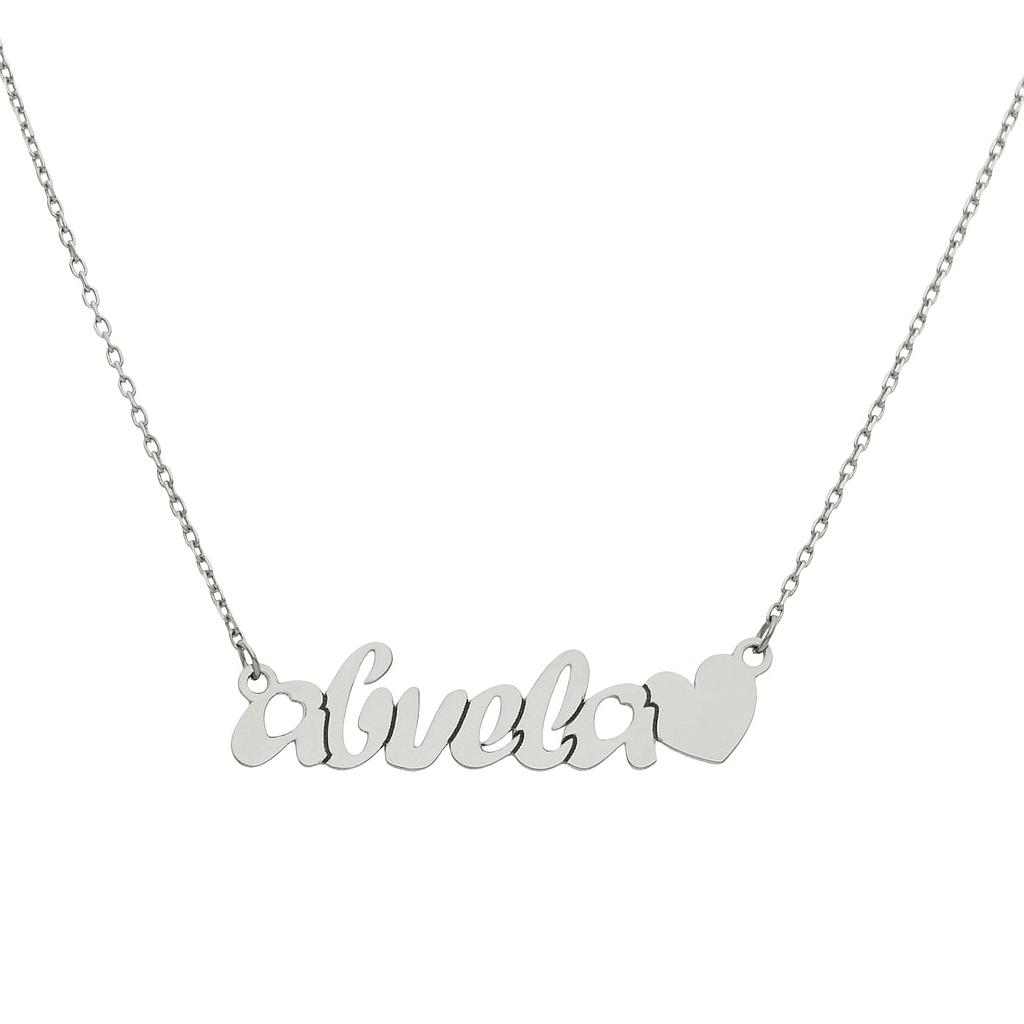 GARGANTILLA ORO BLANCO 18KL ABUELA + CORAZON