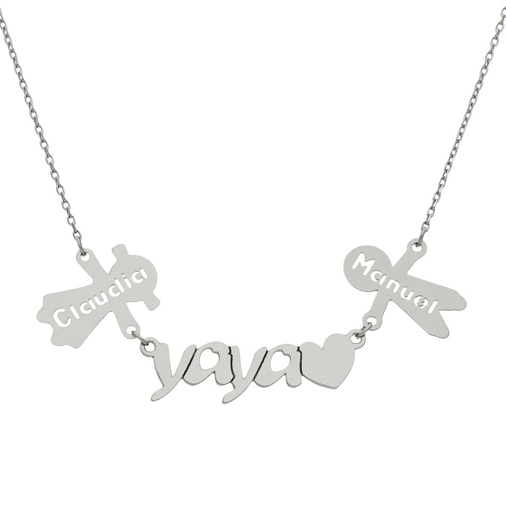 GARGANTILLA ORO BLANCO 18KL YAYA + NIÑOS