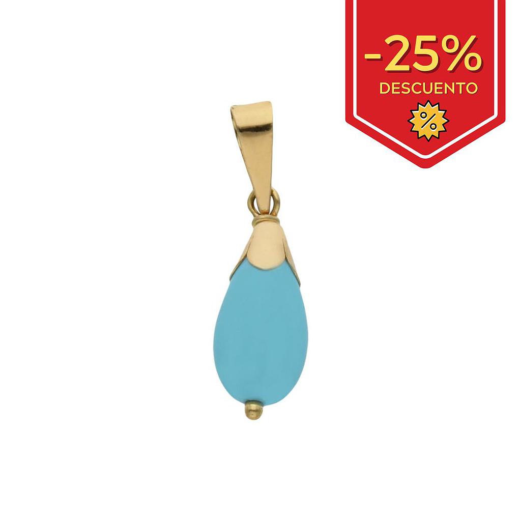 COLGANTE PERA ORO 18KL TURQUESA SINTETICA
