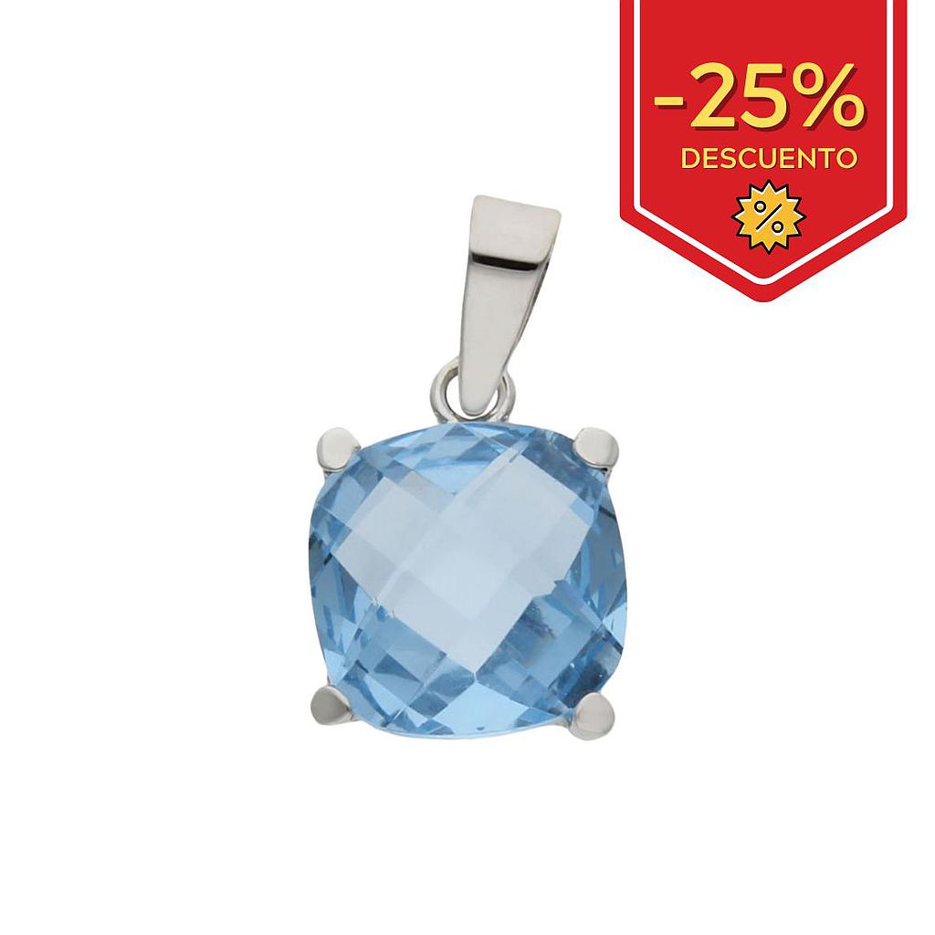 COLGANTE ORO BLANCO 18KL PIEDRA AZUL