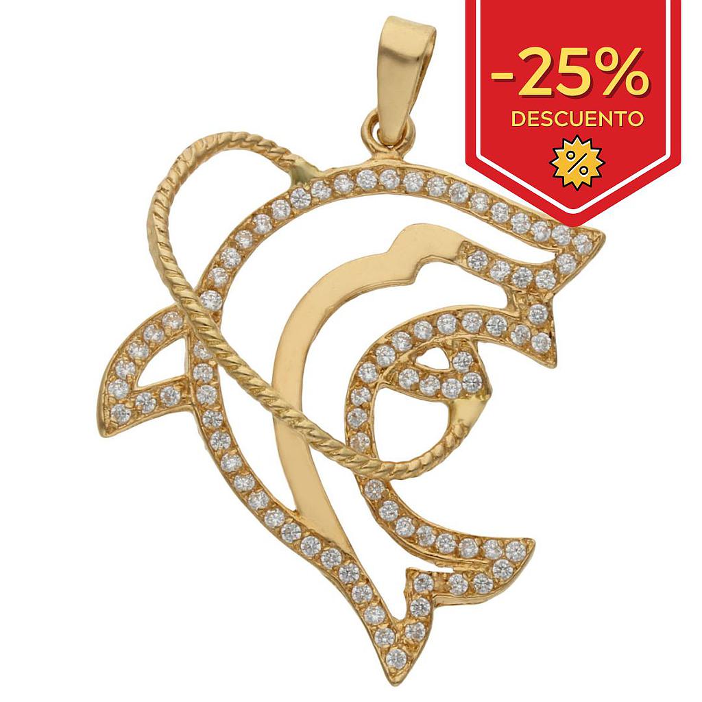 COLGANTE ORO DE 18KL DELFIN CIRCONITAS