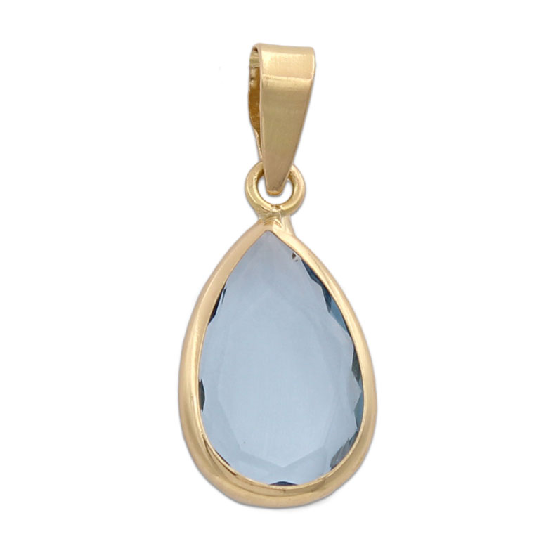 COLGANTE ORO 18KL LAGRIMA COLOR AGUA MARINA