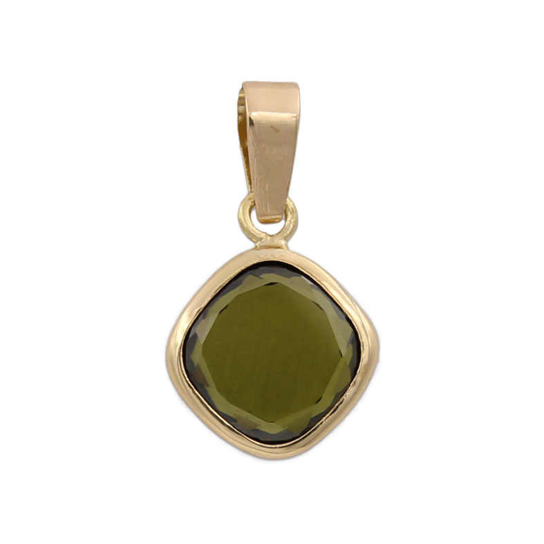 COLGANTE ORO 18KL CUADRADO COLOR OLIVINA