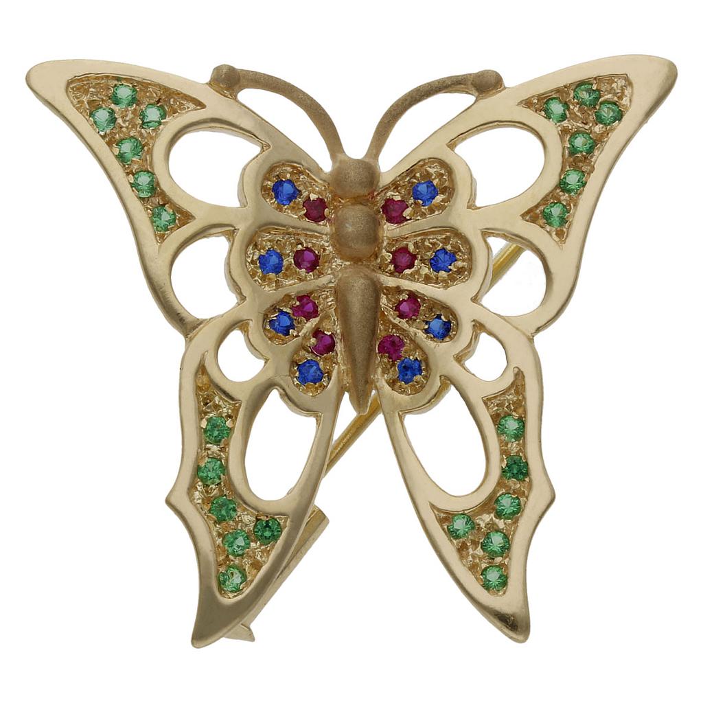 BROCHE + COLGANTE ORO 18KL MARIPOSA - 38x35MM