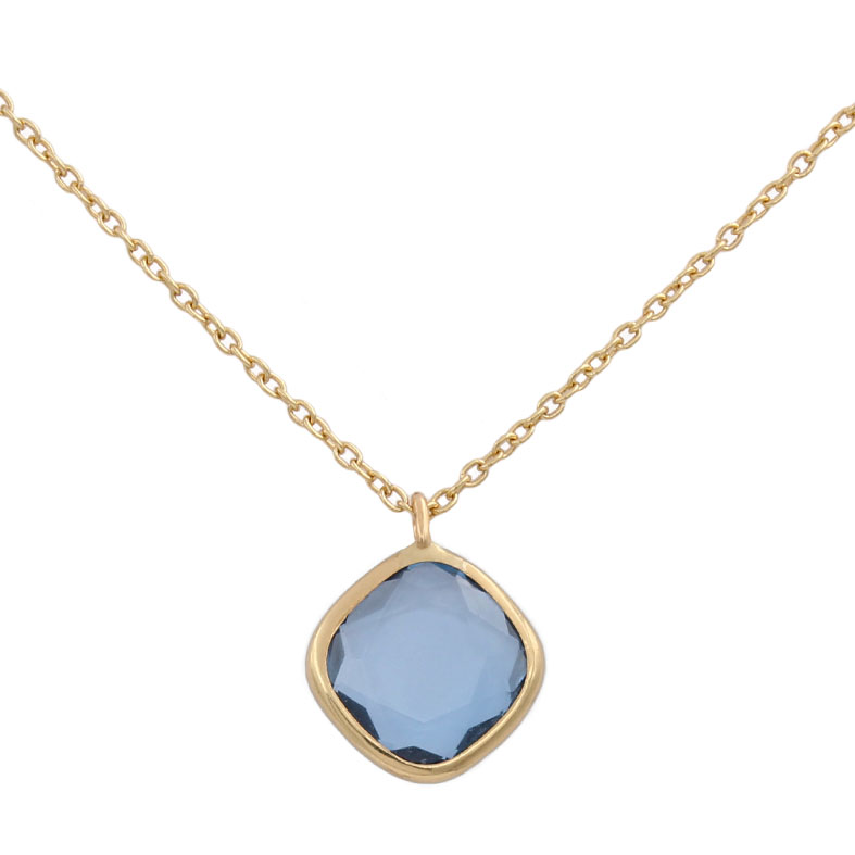 GARGANTILLA ORO 18KL CUADRADO AZUL