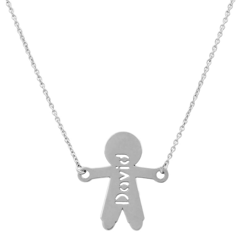 GARGANTILLA ORO BLANCO 18KL NIÑO + NOMBRE