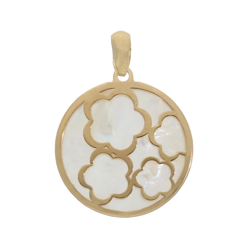 COLGANTE ORO 18KL NACAR FLORES - 16MM