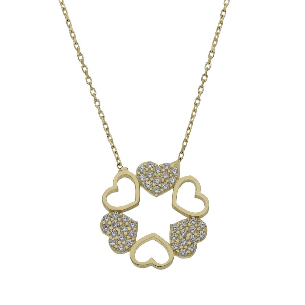 GARGANTILLA ORO 18KL CORAZONES CIRCONITAS
