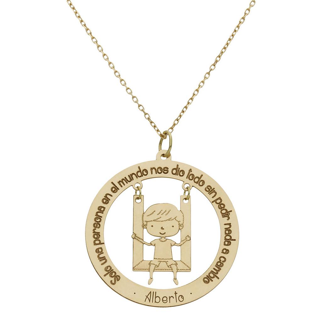 GARGANTILLA ORO 18KL FRASE + NIÑO - 28MM