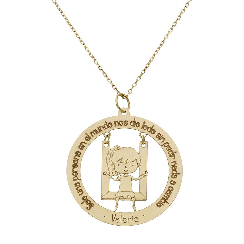 GARGANTILLA ORO 18KL FRASE + NIÑA - 28MM