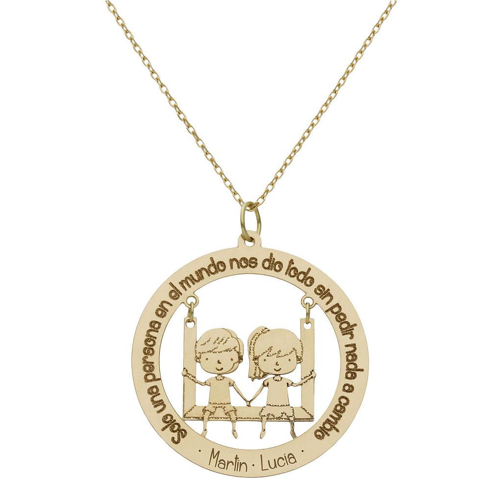 GARGANTILLA ORO 18KL FRASE+NIÑA+NIÑO - 28MM