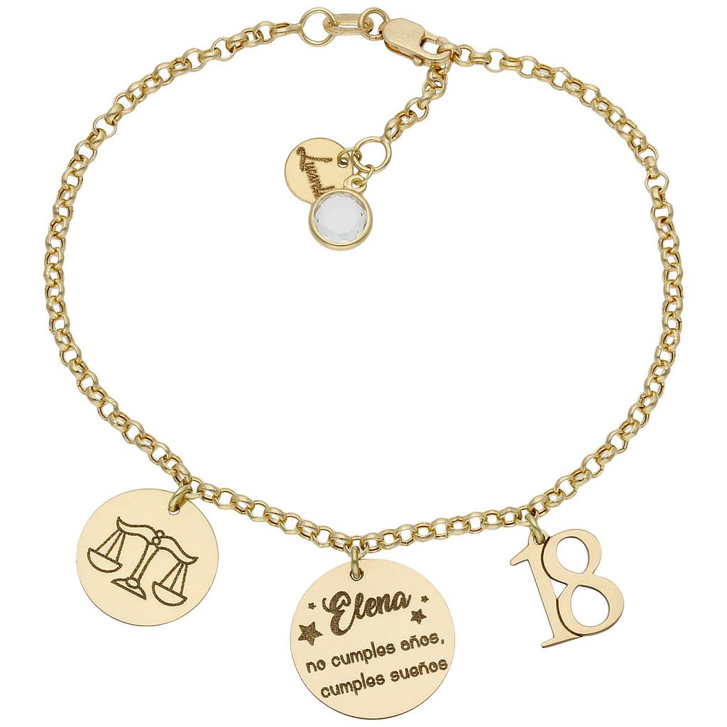 PULSERA MI HISTORIA ORO 18KL CUMPLEAÑOS