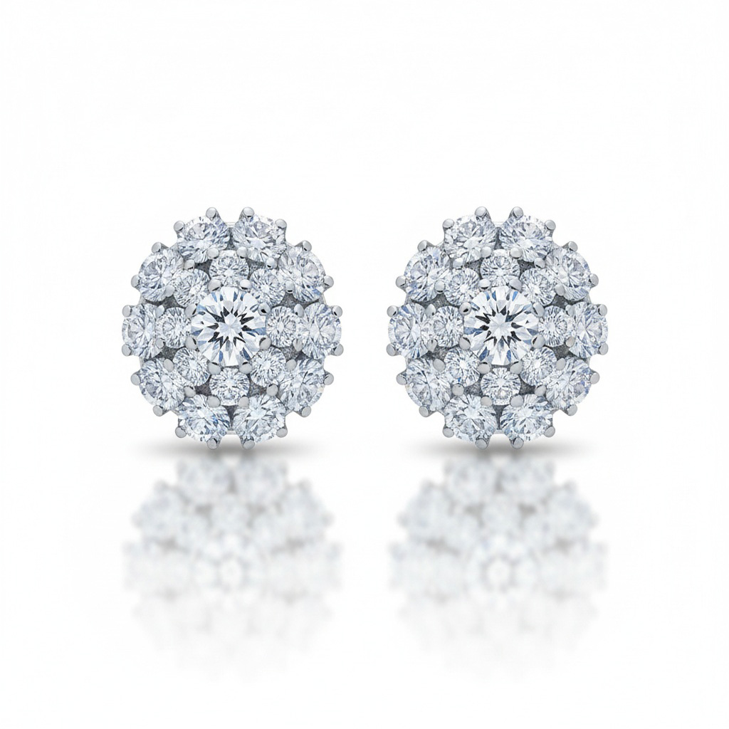 PENDIENTES ORO BLANCO 18KL DIAMANTES