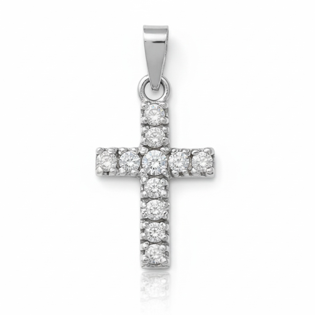 CRUZ ORO BLANCO 18KL DIAMANTES