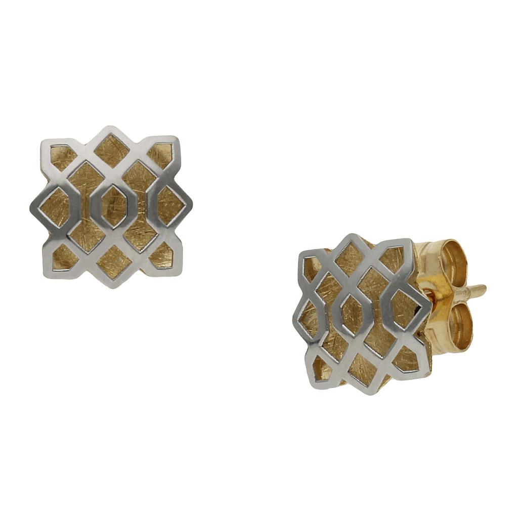 PENDIENTES ORO 18KL BICOLOR - 7X7MM
