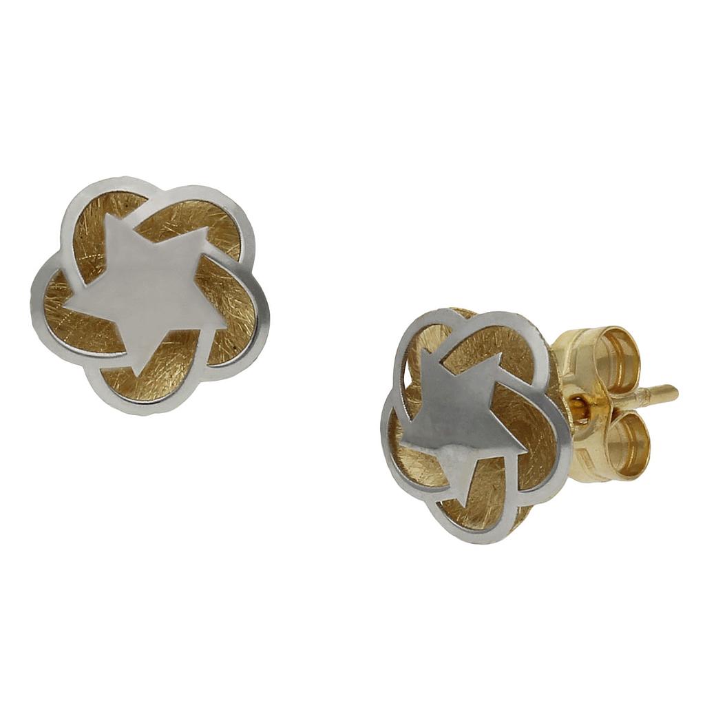 PENDIENTES ORO 18KL BICOLOR - 8MM