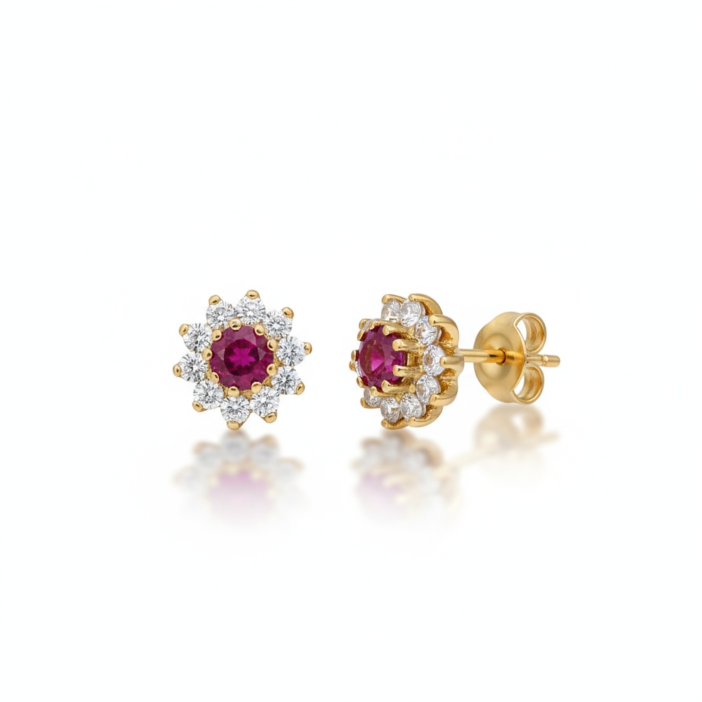 PENDIENTE ORO 18KL CRISOPAL ROJO