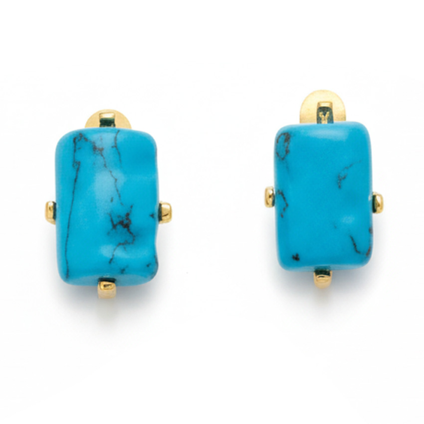 PENDIENTES ORO 18KL TURQUESA SINTETICA  