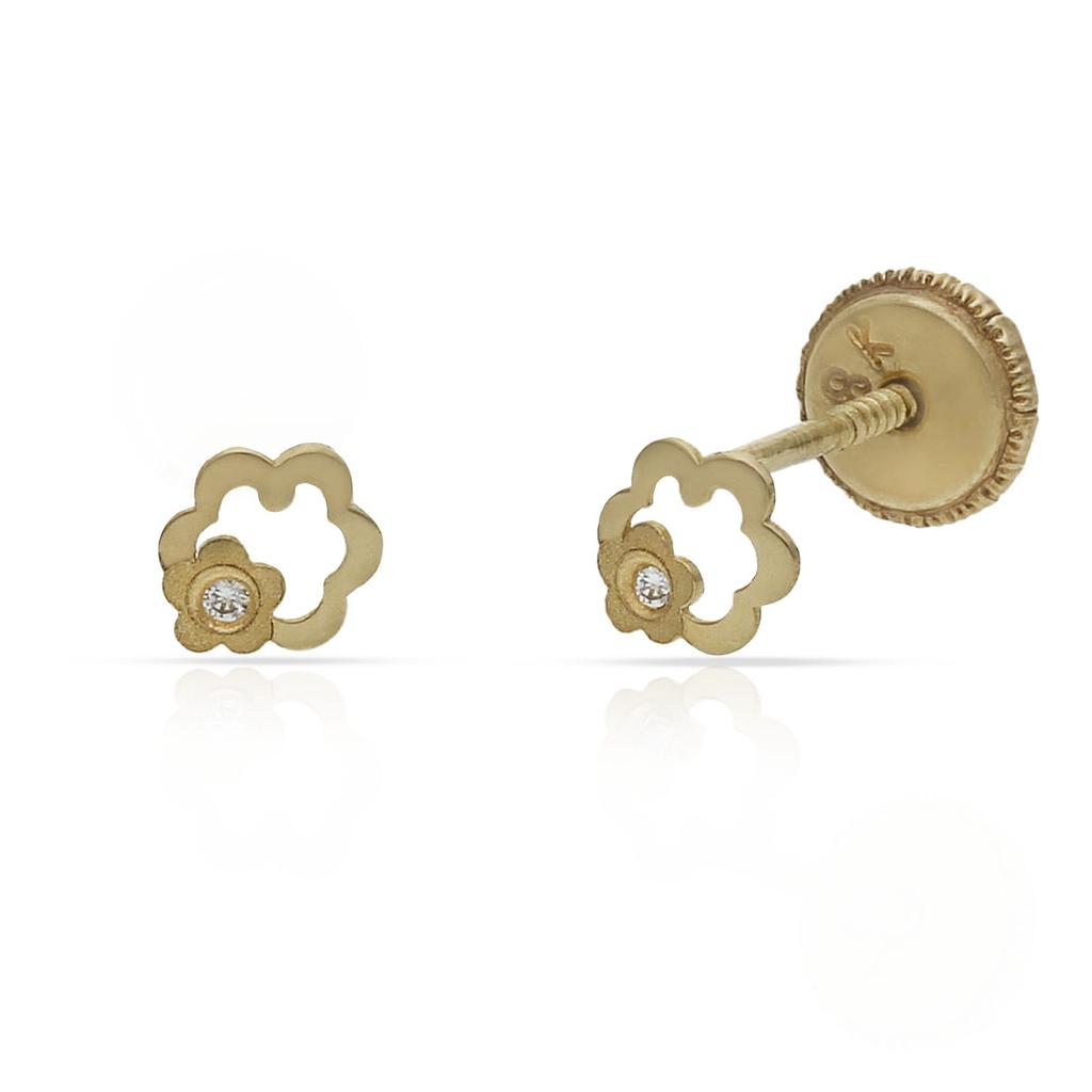 PENDIENTES ORO 18KL FLOR CIRCONITAS