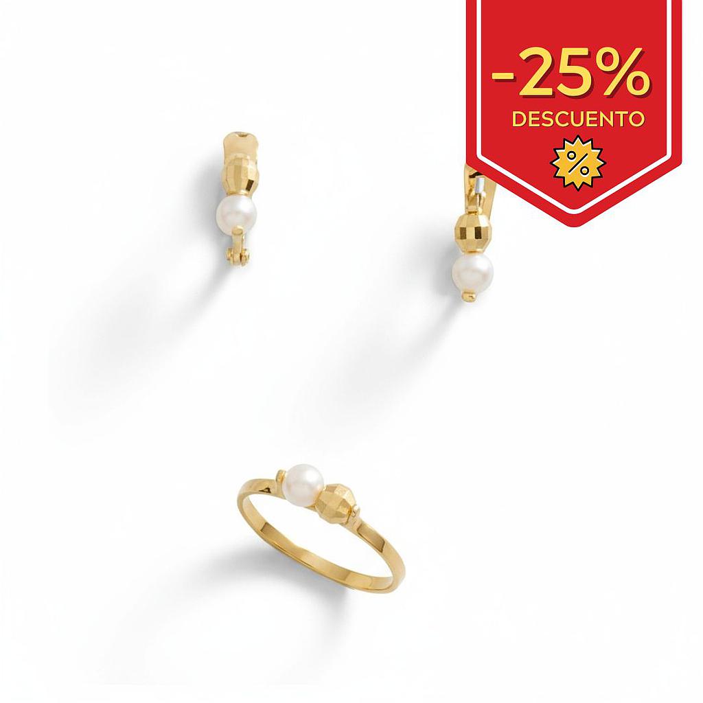 PENDIENTES BEBE ORO 18KL BOLA TALLADA + PERLAS