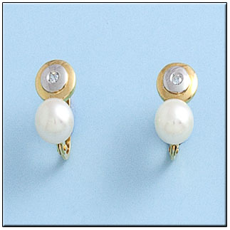 PENDIENTES ORO 18KL BICOLOR PERLAS