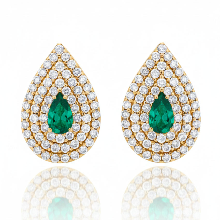 PENDIENTES ORO 18K CRISOPAL Y CIRCONITAS