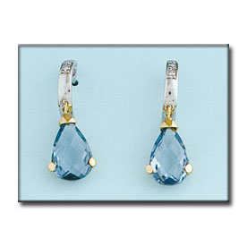 PENDIENTES ORO 18KL BICOLOR AGUA MARINA