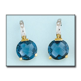 PENDIENTES ORO 18KL BICOLOR AGUA MARINA