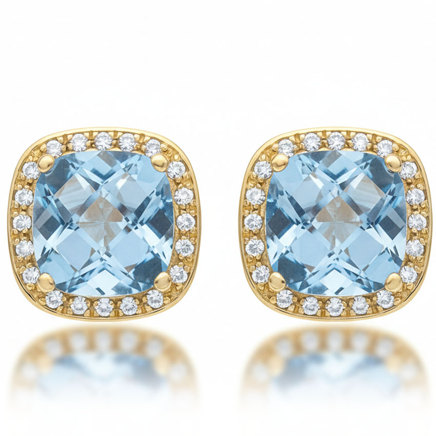 PENDIENTES ORO 18KL CIRCONITAS + PIEDRA COLOR